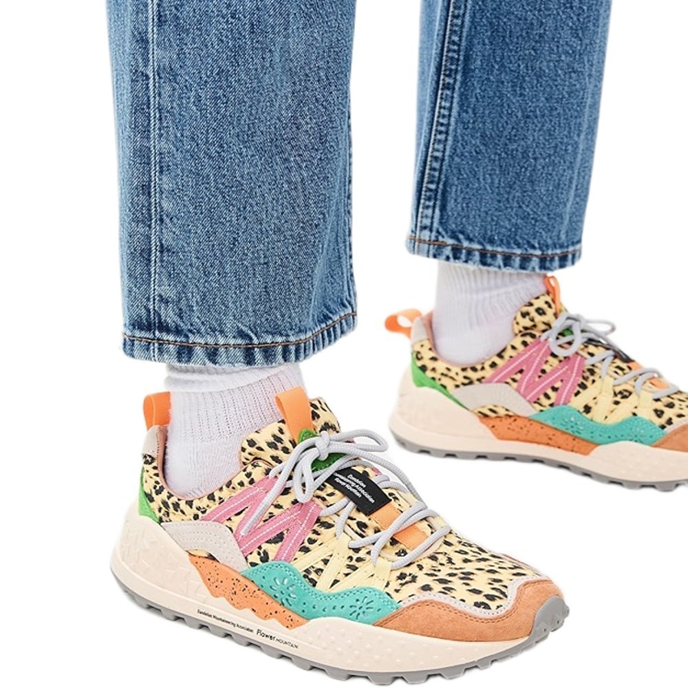 Flower Mountain Washi Women’s Sneakers – Suede Nylon Print Pink Multicolor Casua