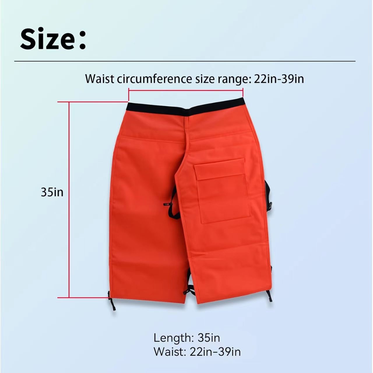 0000-886-3905 Chain Saw Protective Chaps-Orange For Men Waist:22-39in,Adjustable