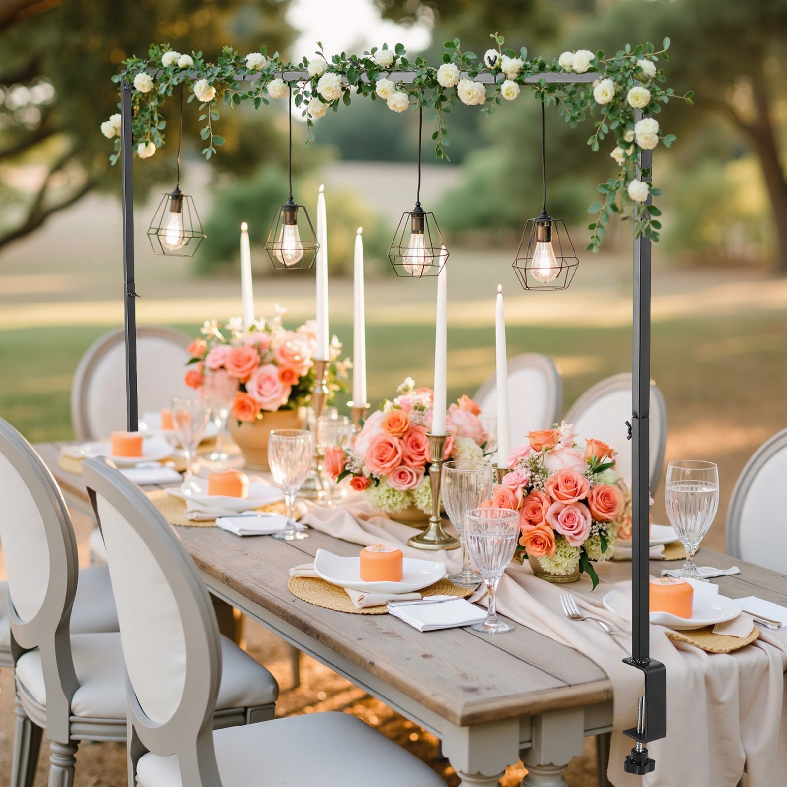 Over The Table Rod Stand Metal Arch Frame 28"-98" Adjustable Wedding Party Decor