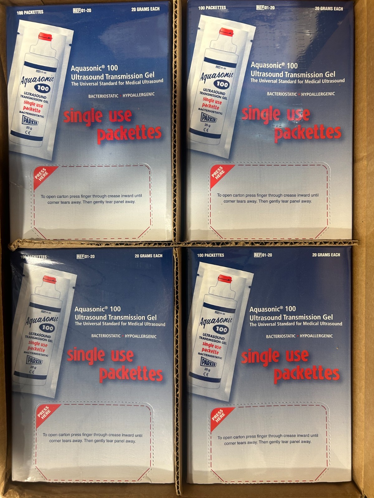 Aquasonic 100 01-20 Ultrasound Gel 20g Packets *Case 4 Boxes of 100* Exp 06/2027