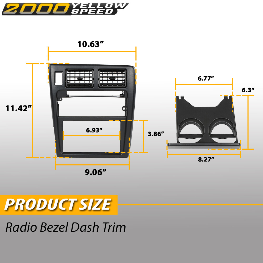 Dash Center Air Vent Radio Bezel Trim W/ Cup Holder Fit For 95-97 Toyota Tacoma