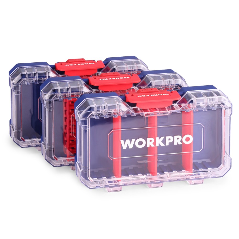 WORKPRO Small Parts Organizer 3 Pieces Portable Stackable Hardware Storage Case