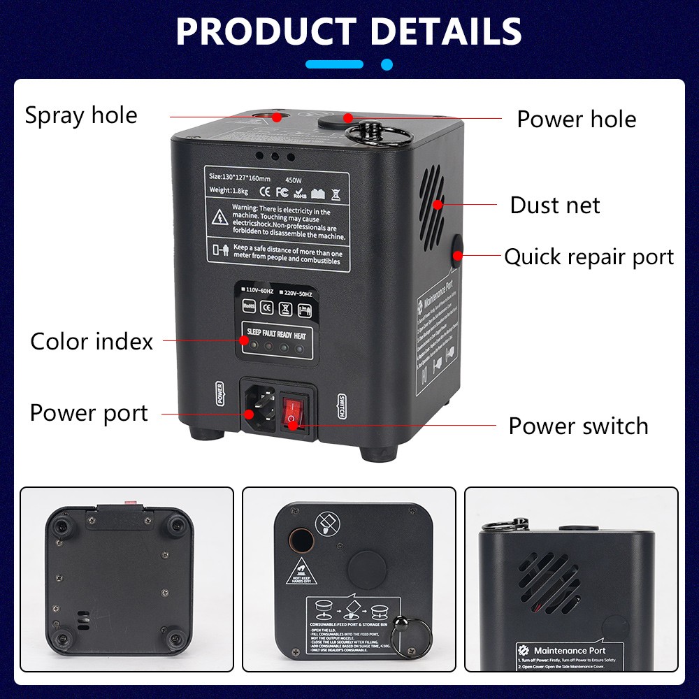 2Pack Mini Cold Spark Machine Firework Machine Wedding Stage Effect Remote 1-3M