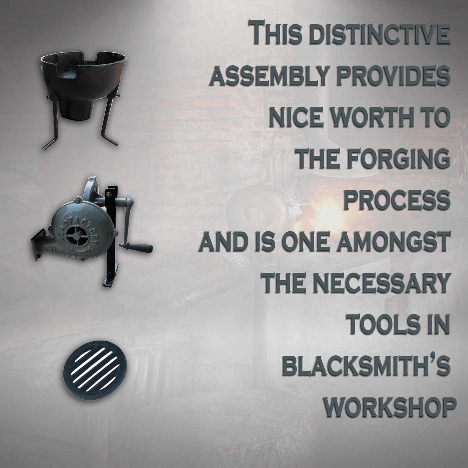 Blacksmith's Large Forge Furnace with Hand Blower Pedal Type Handle Fan Vintage