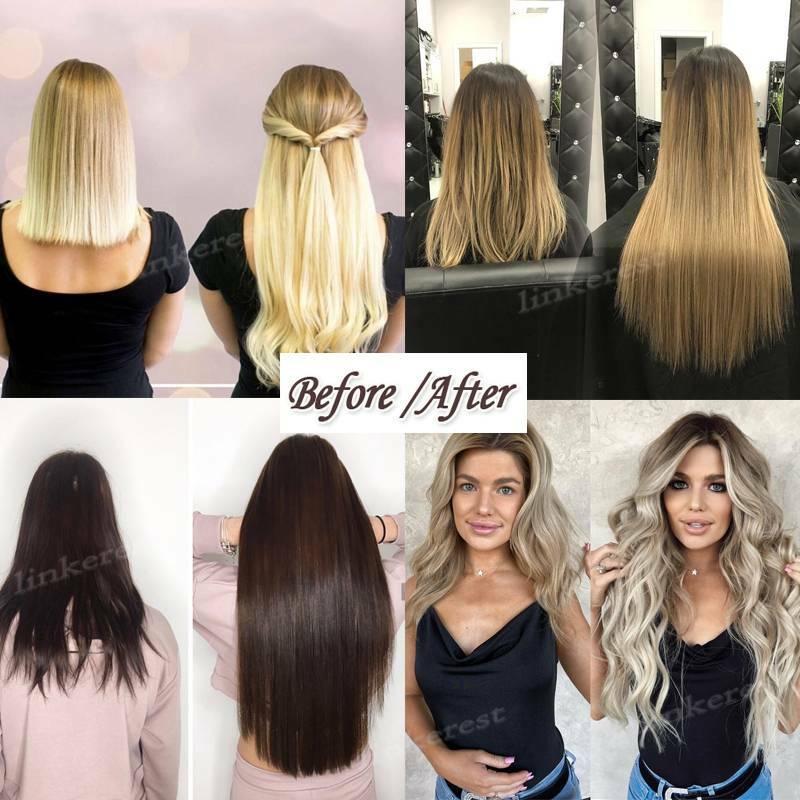 Thick Double Weft Clip In Real Remy Human Hair Extensions Full Head Highlight US