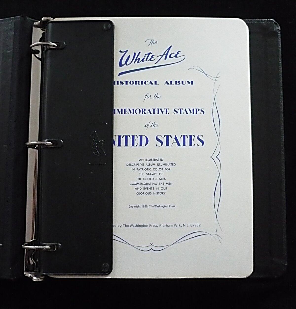 WHITE ACE COMMEMORATIVE STAMP ALBUM - 69 PLATE BLOCKS - 1932-1941 + DUST COVER