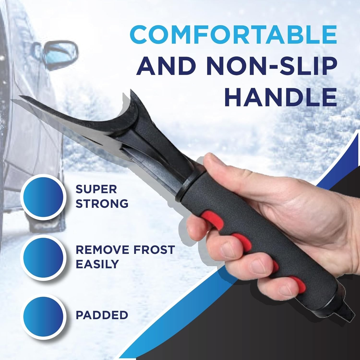 Ice Scraper for Car Windshield & Windows - Tough Reinforced Plastic Handle NEW