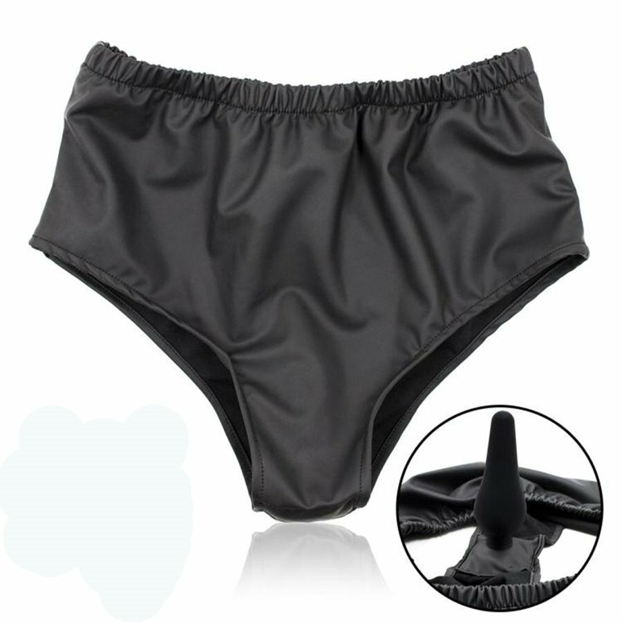 Wearable Male Men's Underwear Shorts Brief with Silicone Anal Butt Plug