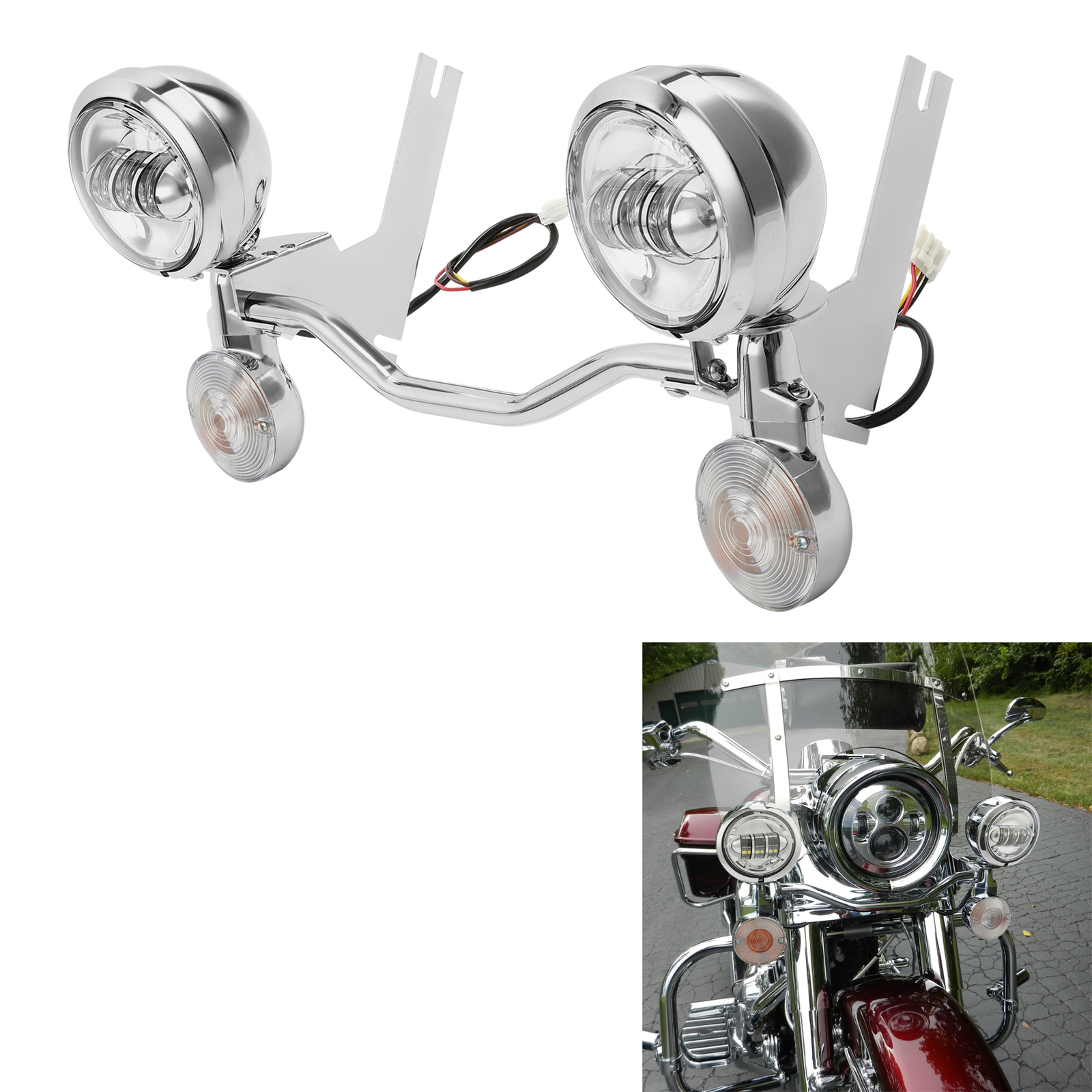 Passing Turn Signal Fog Spot Light Bar Fit For Harley Electra Glide 1994-2013 12
