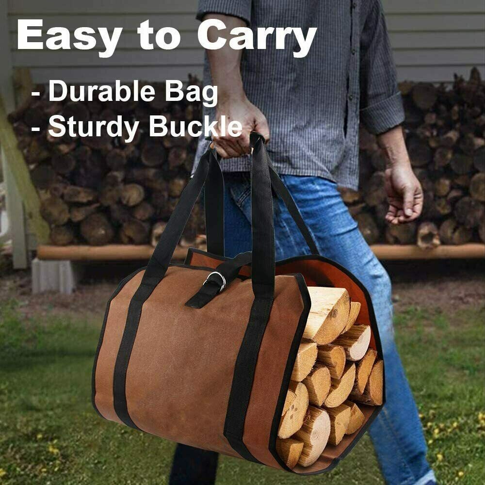 Firewood Log Carrier Bag Heavy Duty Holder Tote Bag Outdoor Camping