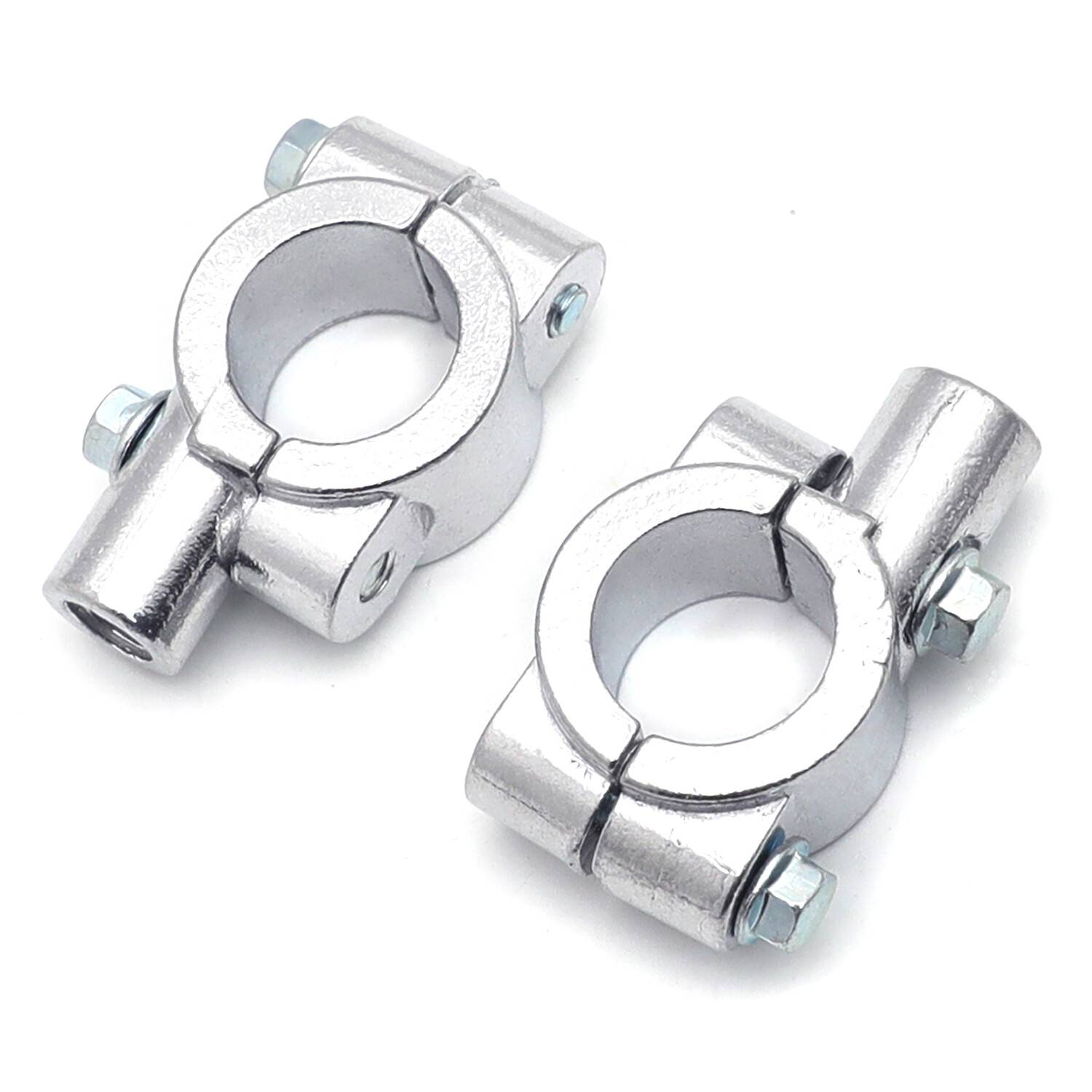 Chrome 1" 25mm Motorcycle HandleBar 10mm Mirror Thread Mount Holder Clamp Adapto