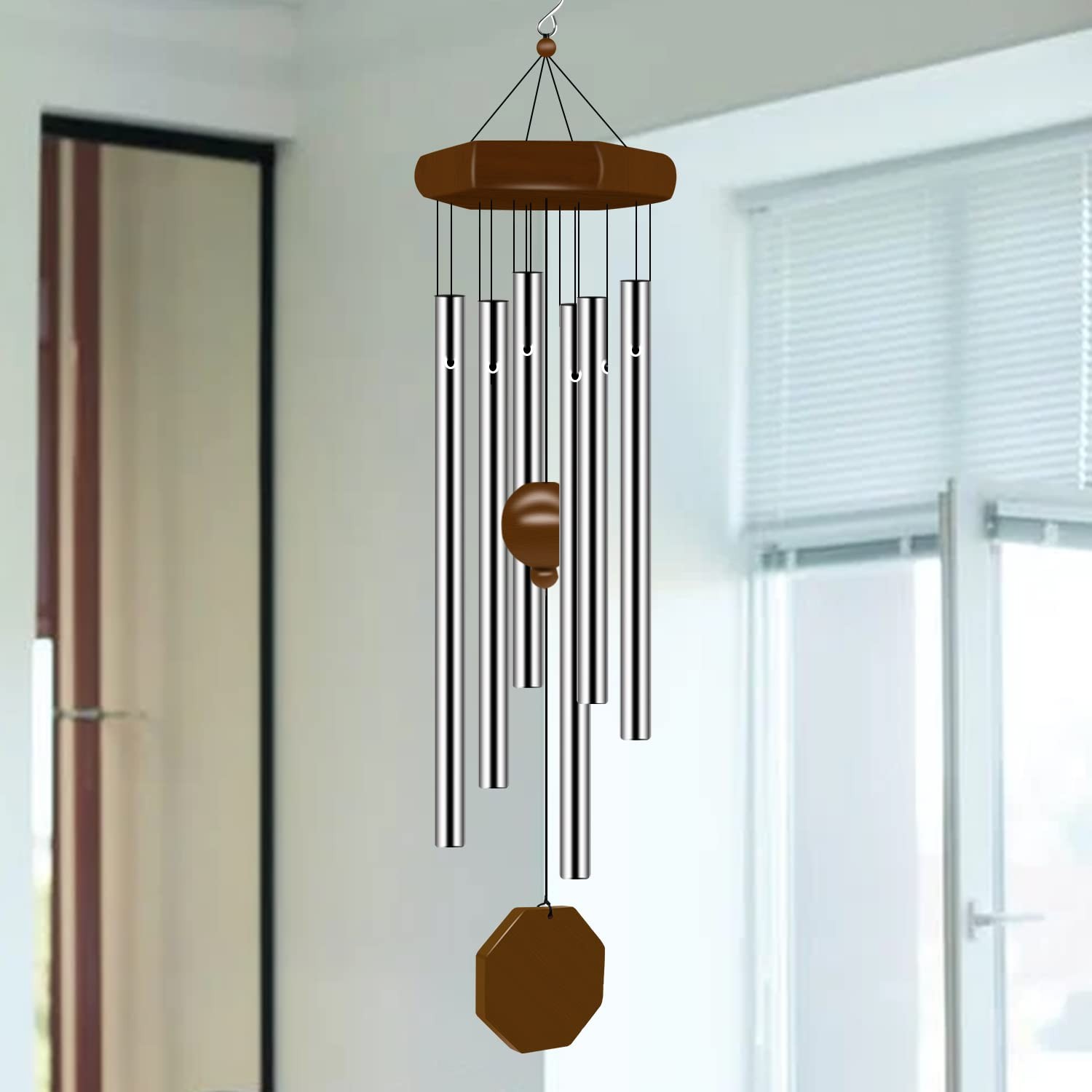 Large Deep Tone Memorial Wind Chimes - 6 Tuned Tubes for Outdoor Use
