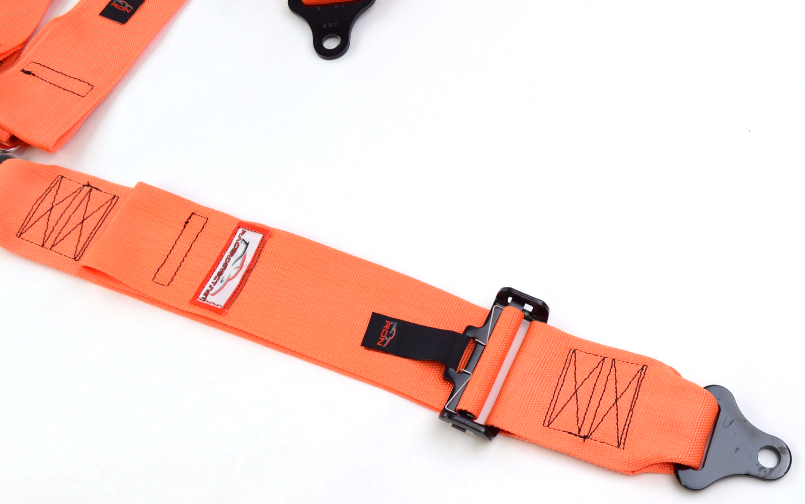 DRAGSTER RACING HARNESS CAM LOCK 5 PT ROLL BAR MOUNT PULL UP LAP BELTS ORANGE