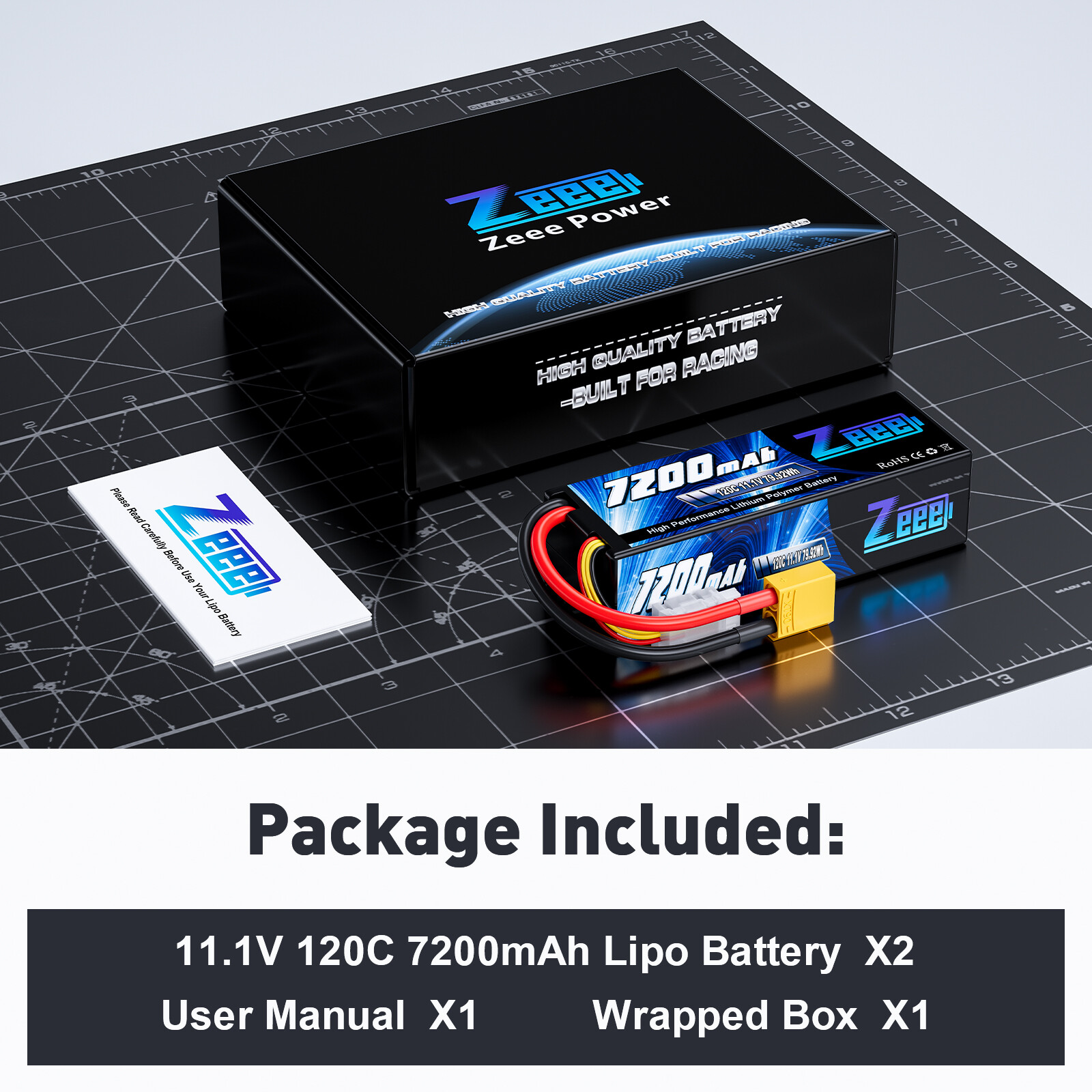 2x Zeee 3S LiPo Battery 7200mAh 11.1V 120C XT90 for 1/8 1/10 RC Car Truck Buggy