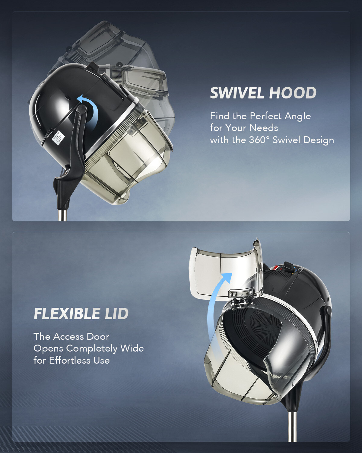 Secondhand 1300W 360° Swivel Floor Standing Bonnet Hair Dryer with Wheels