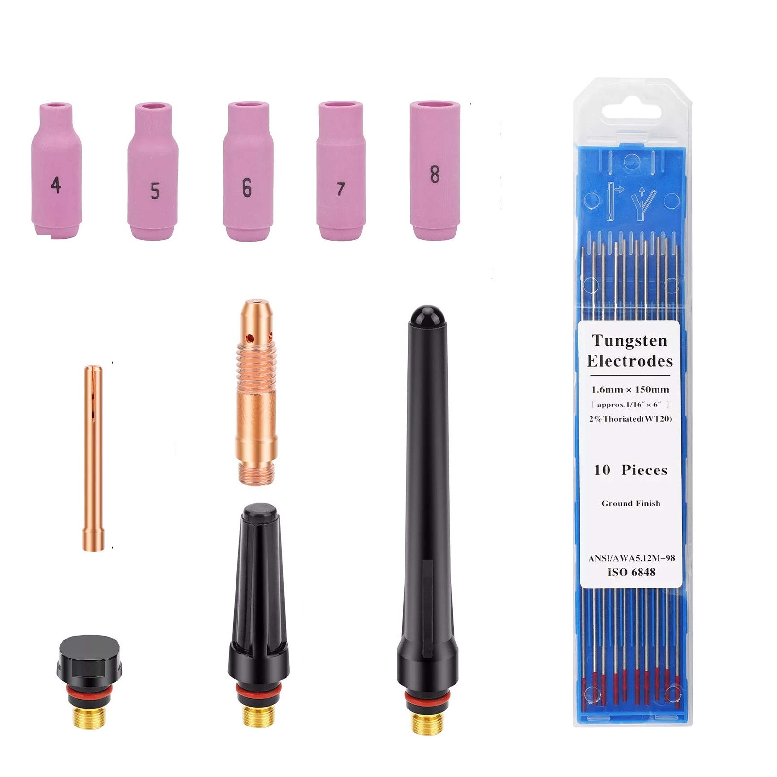 48PCS TIG Welding Torch Accessories Kit Nozzle Collets Body for WP-17/18/26 New