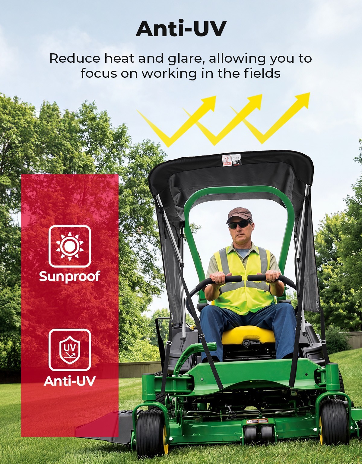 KEMIMOTO Sun Shade Canopy For Zero Turn Lawn Mower For John Deere Cub Cadet Troy