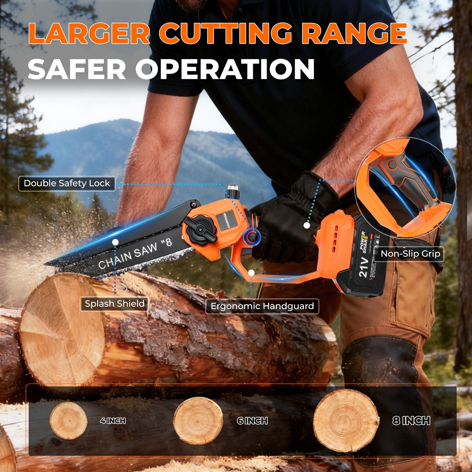 4-in-1 Cordless Pole Saw & Pruning Shears Combo Kit 16FT Reach 8" Chainsaw