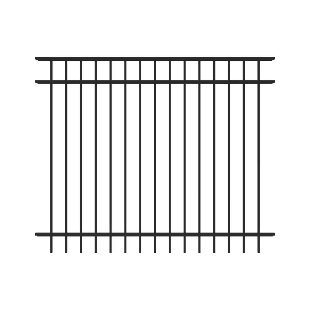 Mitchell 5 Ft. H X 6 Ft. W Black Aluminum Pre-Assembled Flat Top Spaced Picket F