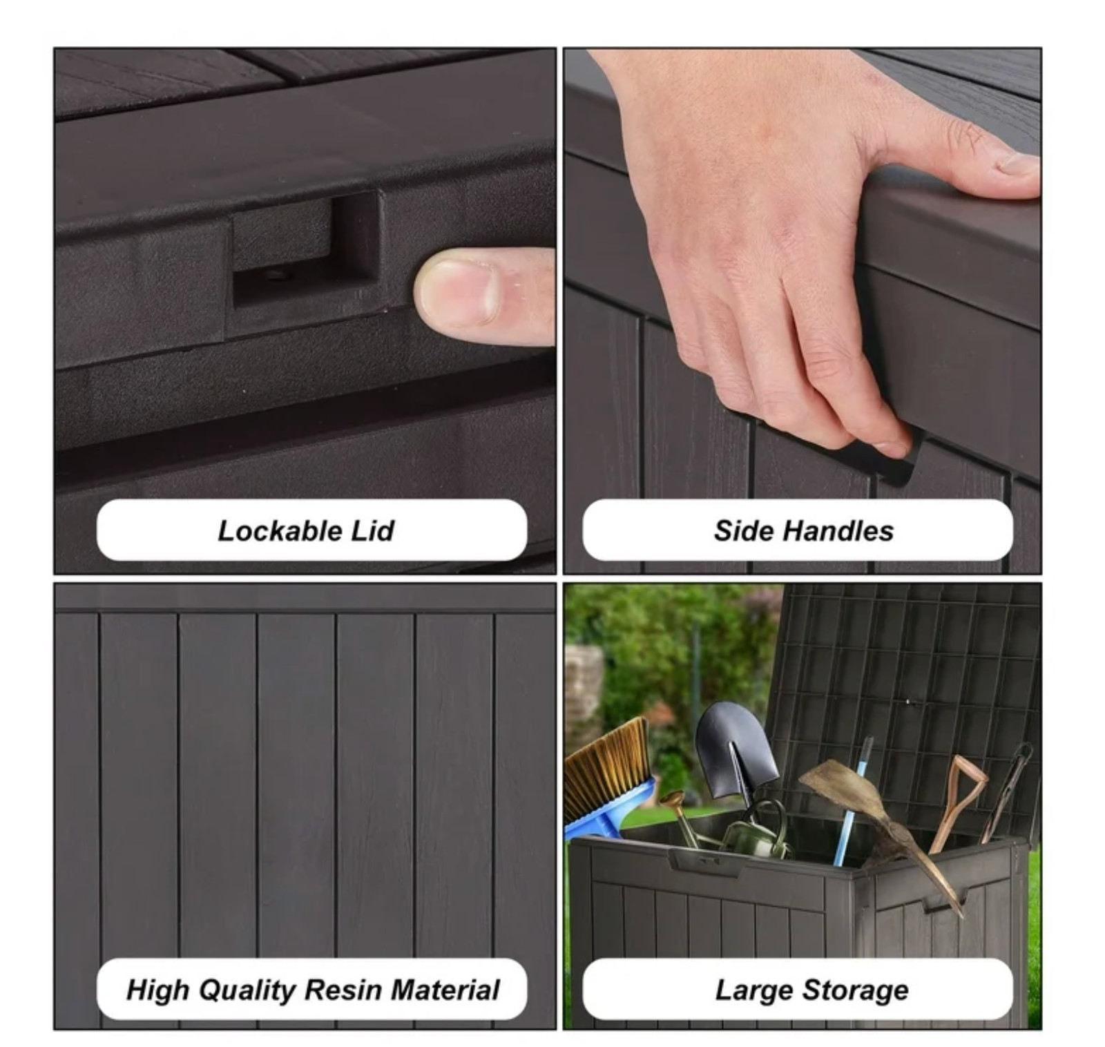 Gianna 31 Gallon Resin Deck Box, Waterproof UV Resistant Outdoor Storage Box for