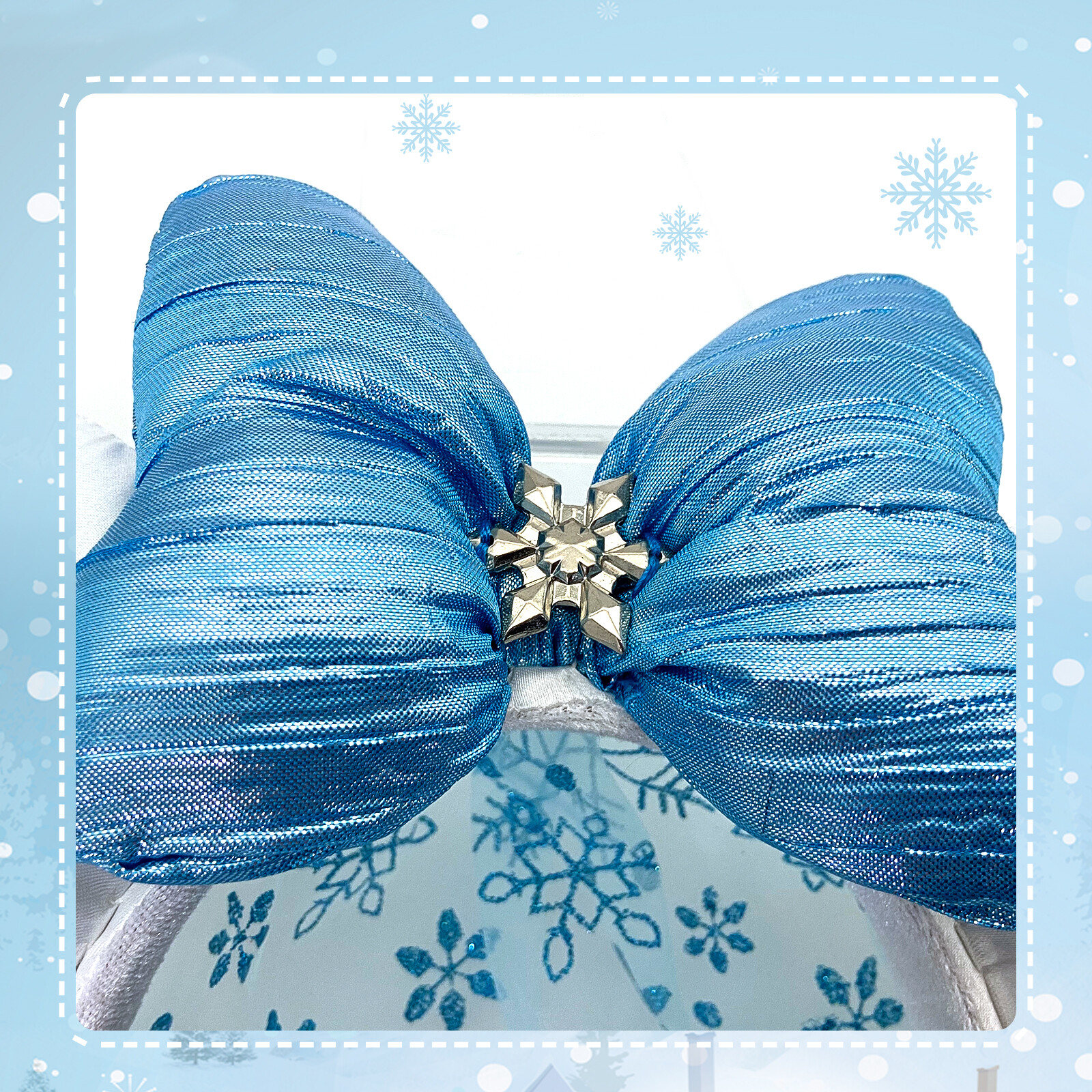 Disney- Parks Frozen Elsa Snowflake Blue & White Minnie Mouse Ear Headband NWT