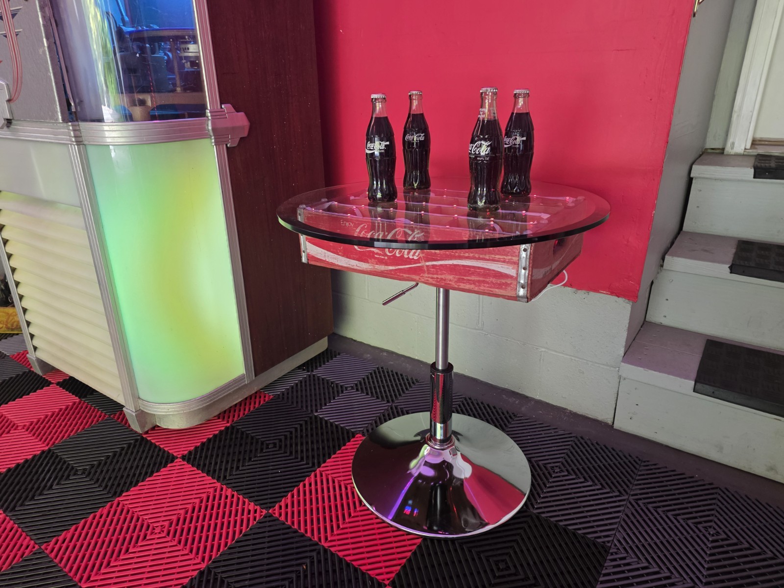 Vintage Coca-Cola Crate Table with LED Lighting | Handmade Bar or Diner Accent |