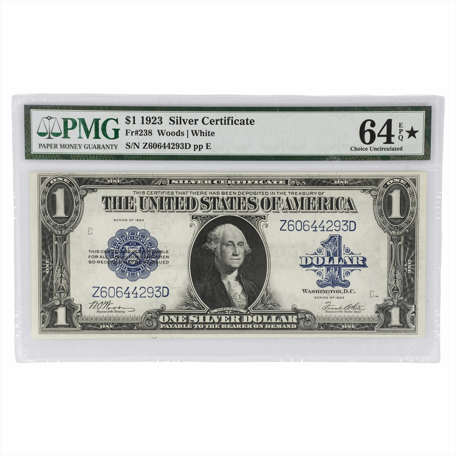 1923 $1 US Silver Certificate Fr#238 PMG Choice Uncirculated 64 EPQ