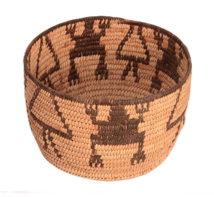 Antique Papago Basket ca. 1930 4.875" H x 7.625" D Hand Coiled