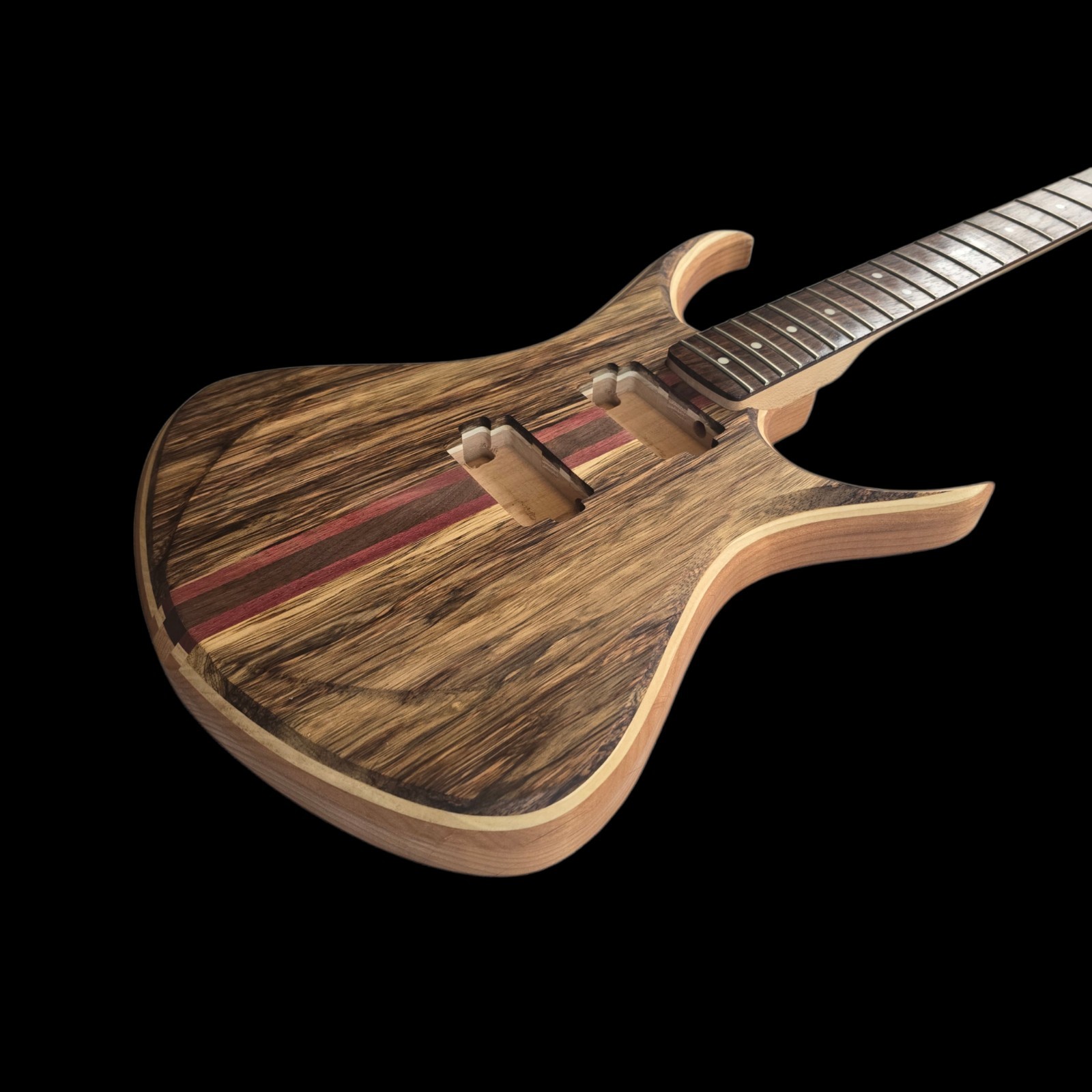 Alembic Style Custom Guitar Body 1 of a Kind Handmade Black Limba/Alder Luthier