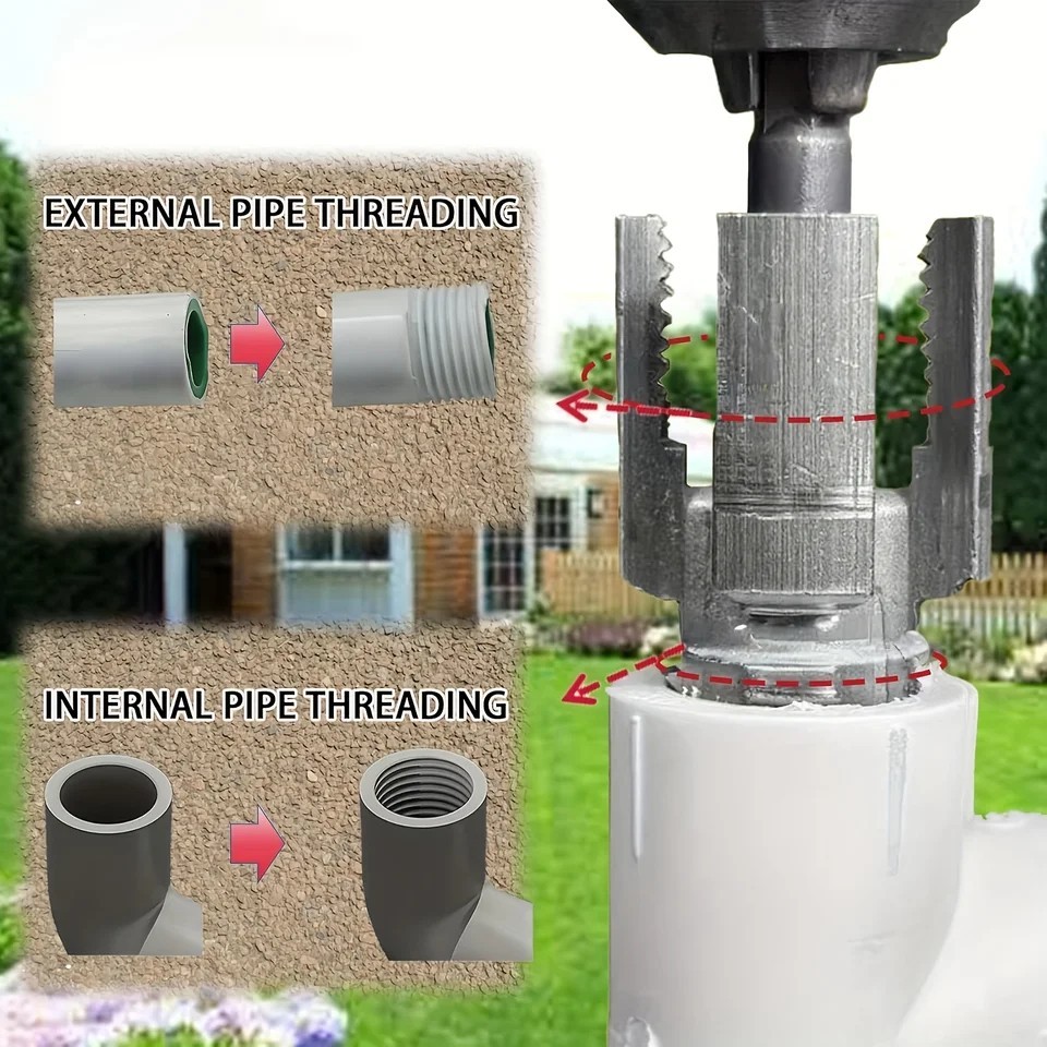 2pcs Integrated Internal & External Pipe Threading-Tool,PVC Pipe Threader Kit