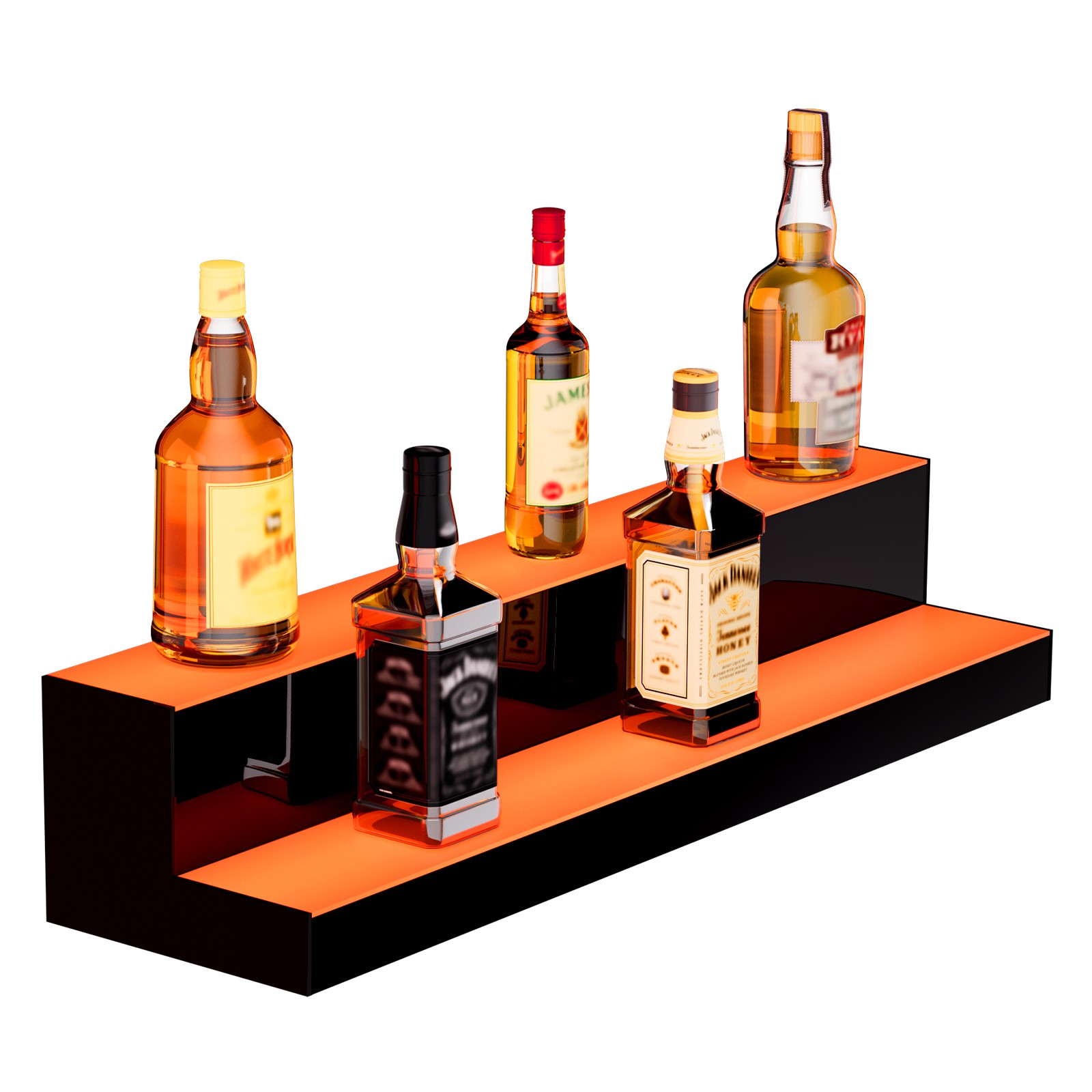 VEVOR LED Lighted Liquor Bottle Display Bar Shelf RF & App Control 30" 2-Step