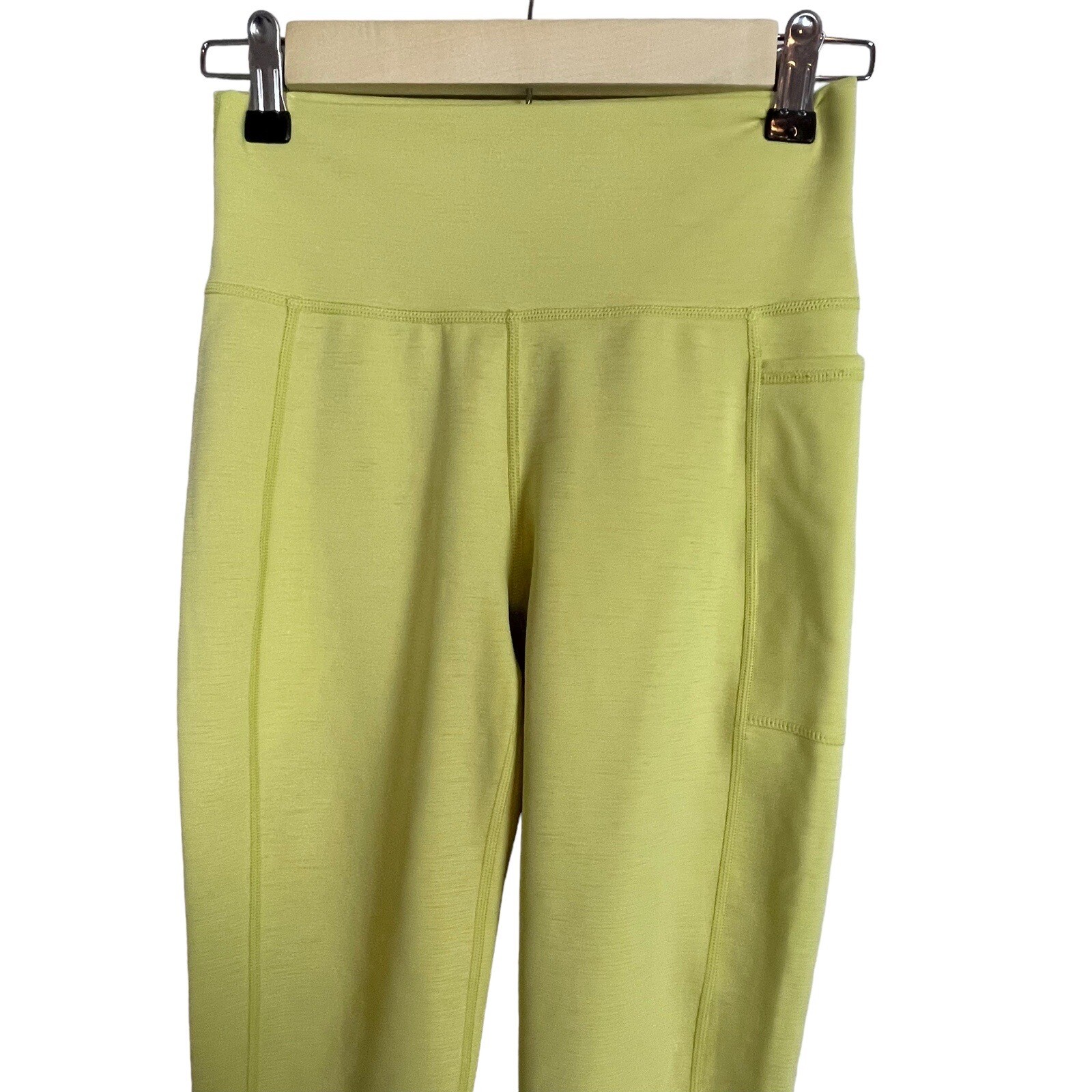 Sweaty Betty Super Sculpt 7/8 Length Leggings Size S Chartruese Yellow Pocket