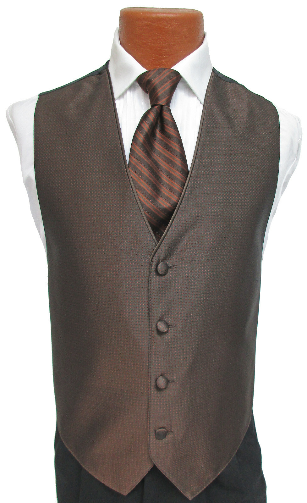 Men's Chocolate Brown Jean Yves Sterling Tuxedo Vest & Long Tie Wedding Prom