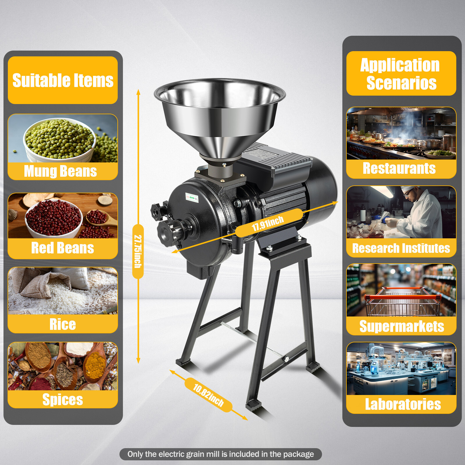 1500W Electric Grinder Mill Grain Wet & Dry Corn Wheat Feed Flour Cereal Machine