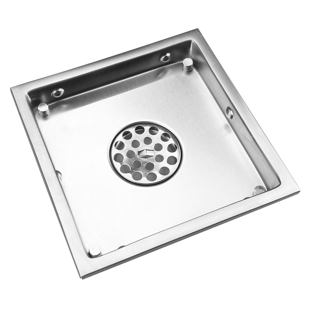 Square Shower Floor Drain 6-Inch Tiled Insert Grate Strainer