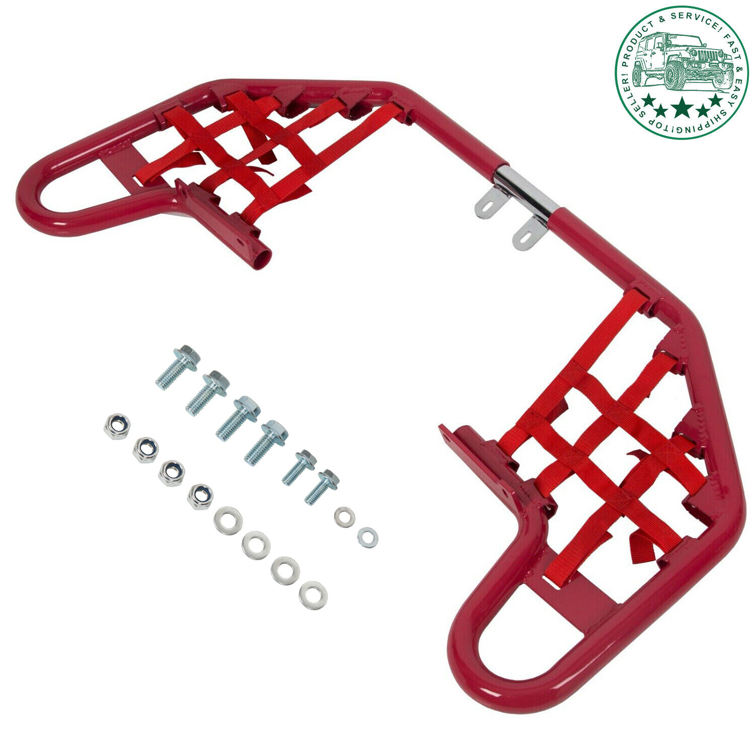 For Yamaha Warrior 350 YFM350X 1990-2004 Aluminum Nerf Bars Red bar Red nets