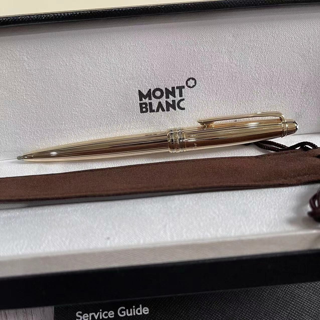 New Authentic Montblanc 2866 Meisterstuck Ballpoint Gold Star Pen 164P