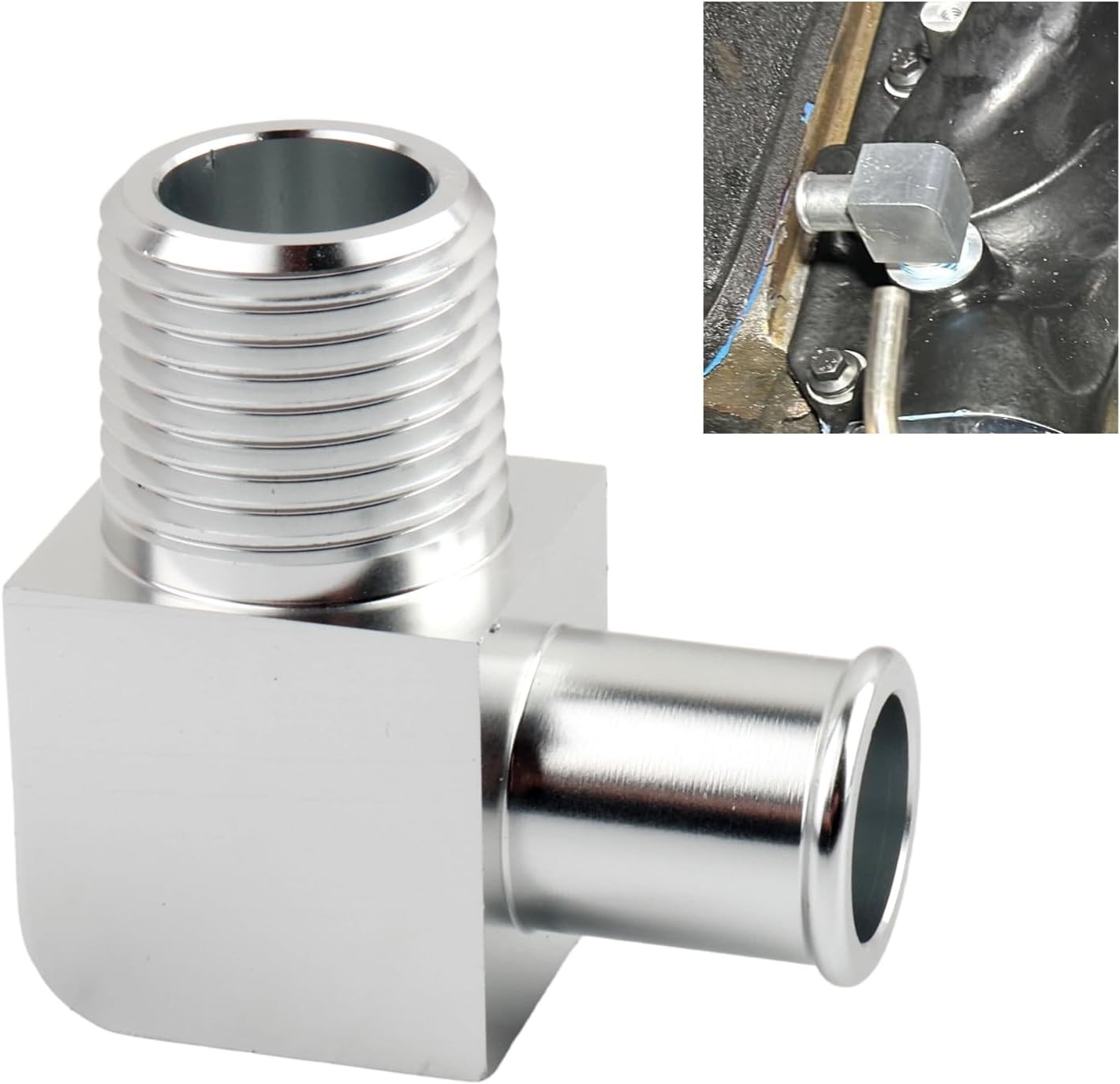 90° Heater Hose Connector, Heater 90 Degree Hose Elbow from 1/2 NPT to 5/8 Barb