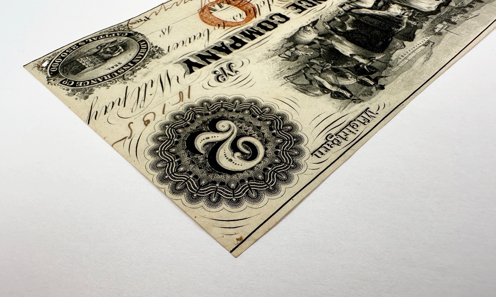 1853 $2 Adrian Insurance Company Michigan Obsolete Bank Note Two Dollars Bill MI