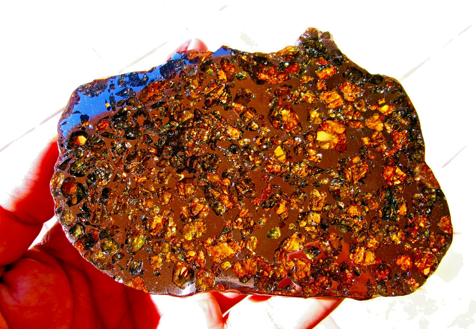 132.90 gram - SEYMCHAN METEORITE - With Glowing Olivine - in Glass Display Case