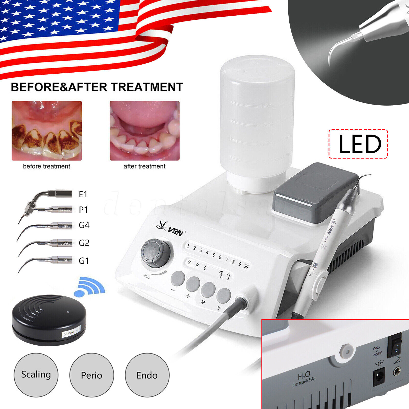 LED Dental Ultrasonic Piezo Scaler Handpiece Bottles Fit EMS Cavitron Woodpecker