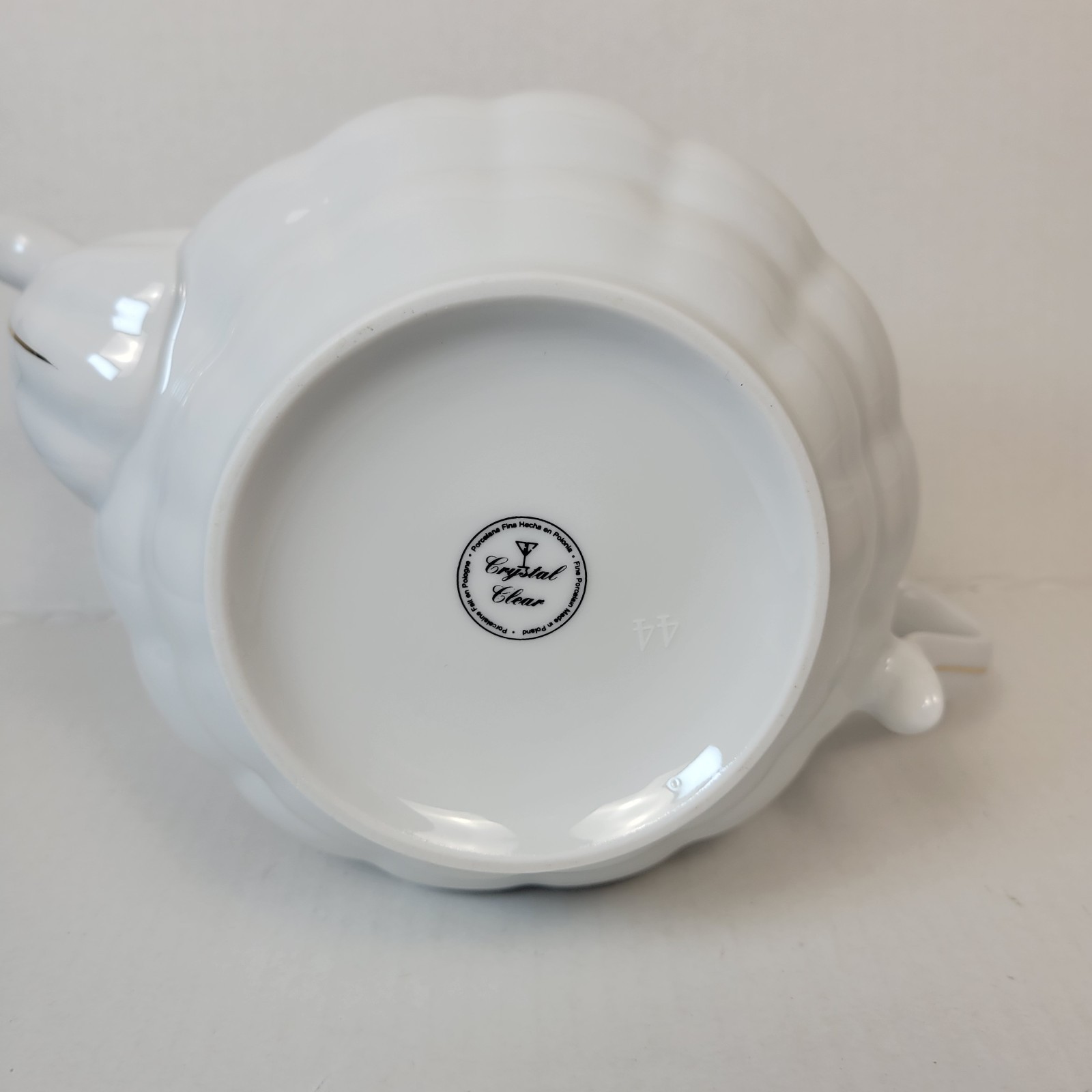 Crystal Clear Porcelain Teapot Pink Roses Gold Trim Poland Floral Tea Pot