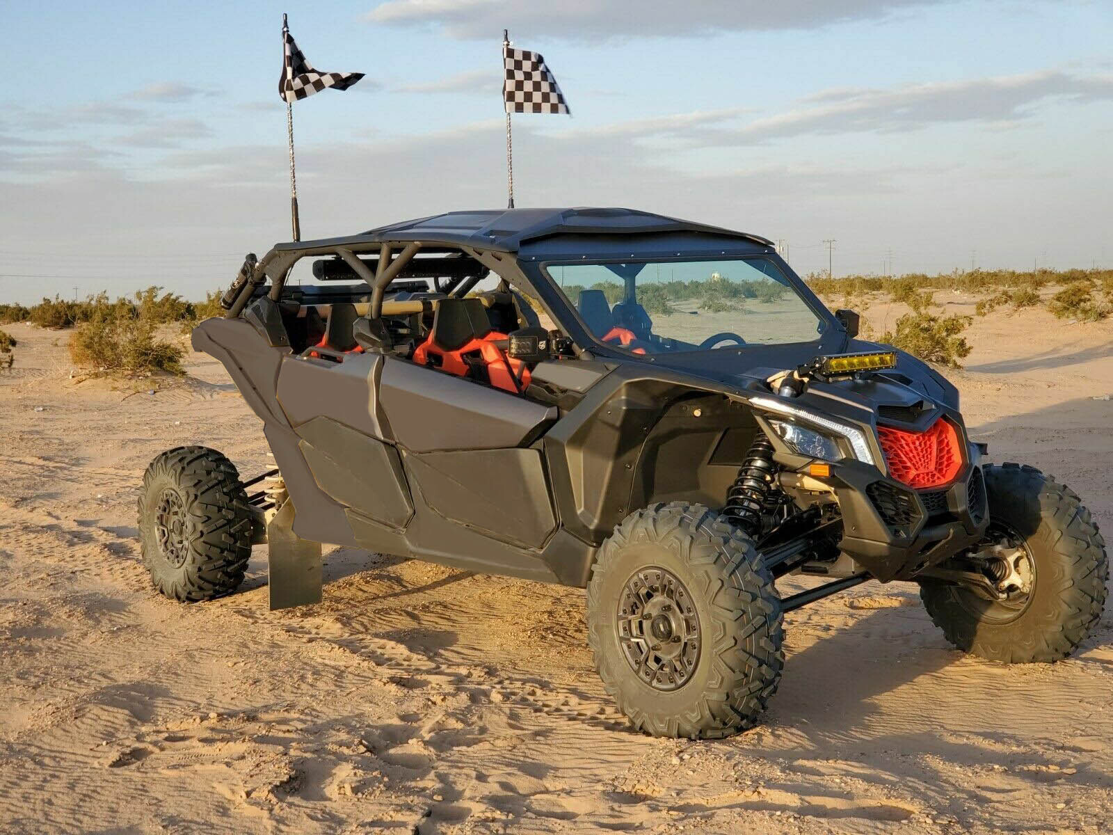 HECASA Glass Windshield Black Full Size For Can Am Maverick X3 UV Protect