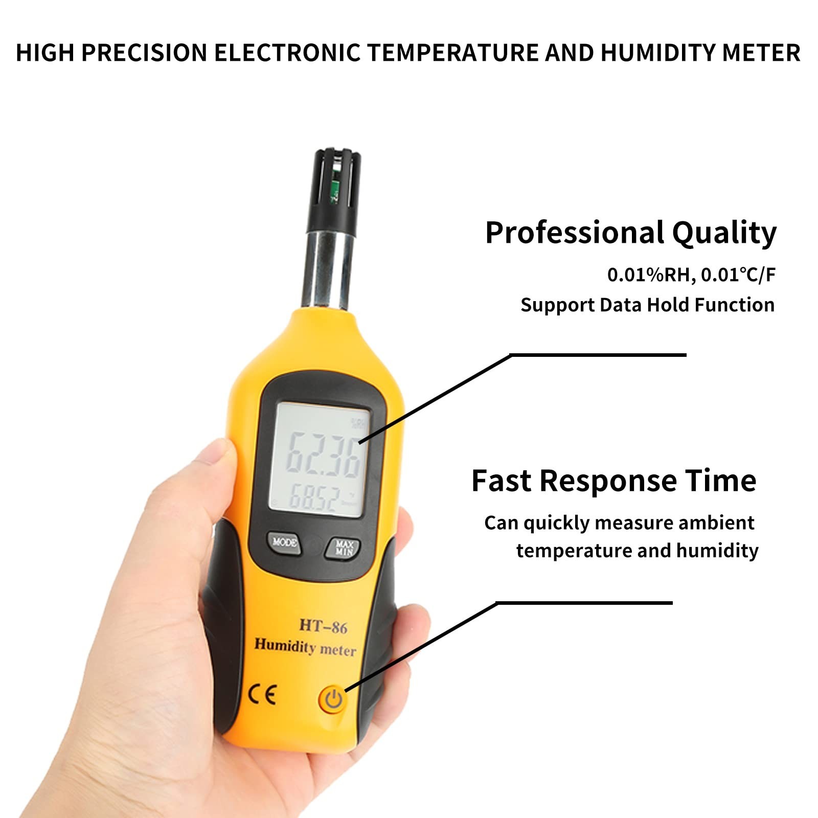 HT-86 Temperature Humidity Meter 2 in 1 Portable Digital Hygrometer Thermomet...