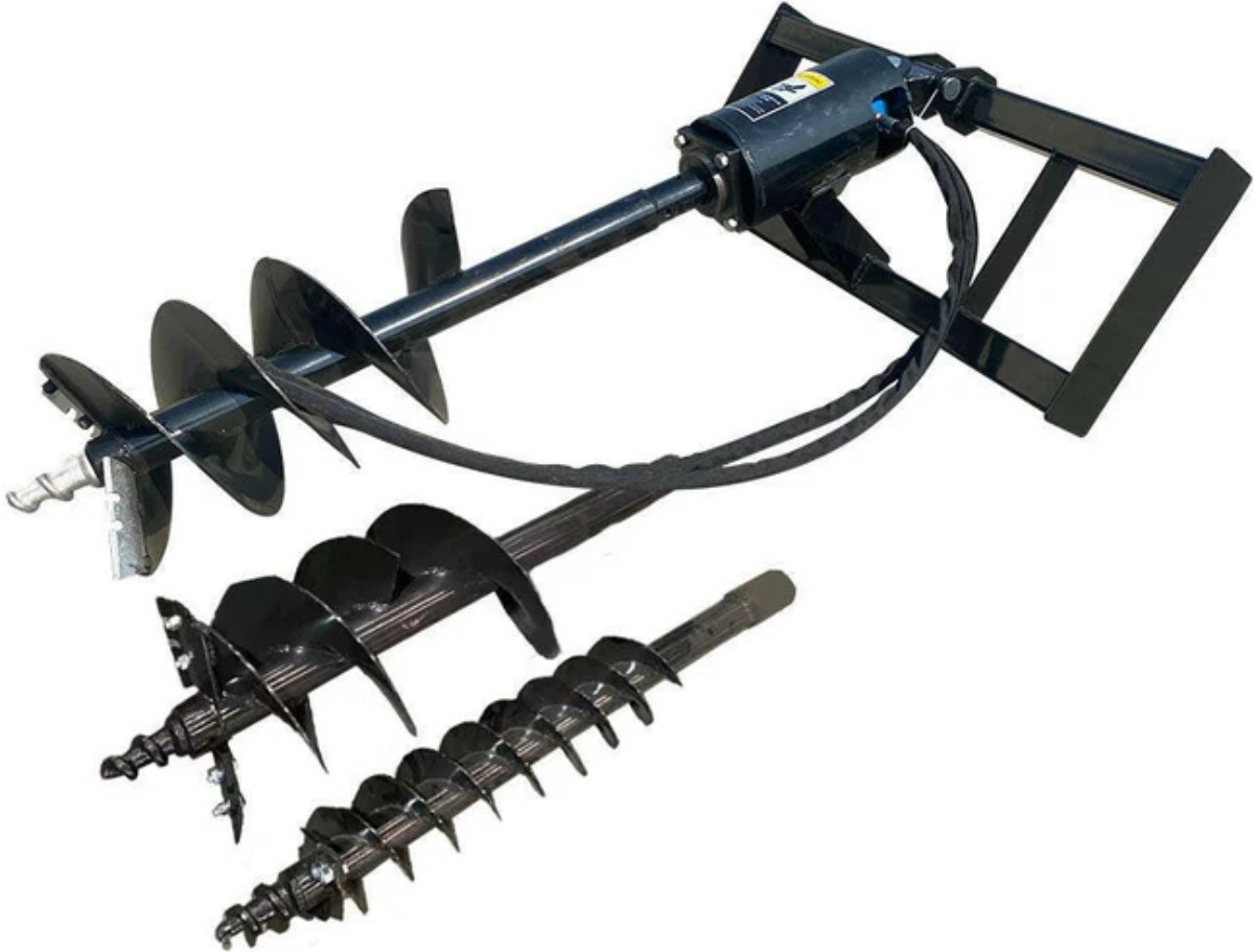 AGT Skid Steer Attachment Auger Post Hole Hydraulic Digger 6, 12, & 14 Bits