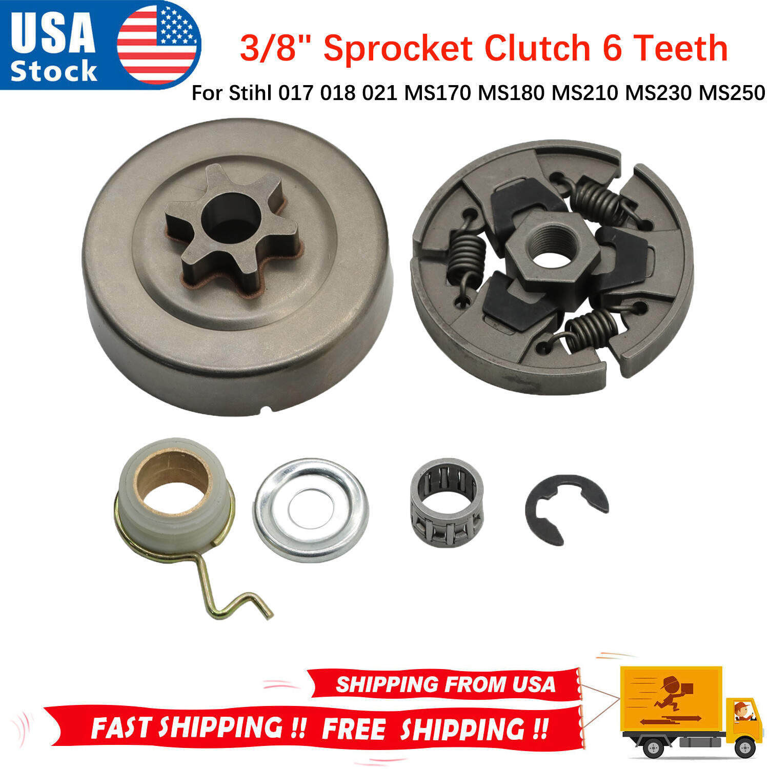 6*/set 3/8" Sprocket Clutch 6Teeth For Stihl 017 018 021 MS170 MS180 MS210 MS230