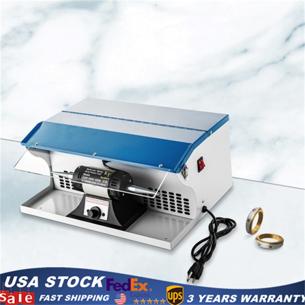 Benchtop Polishing Buffing Machine Jewelry Polisher Dust Collector W/ Light 500W