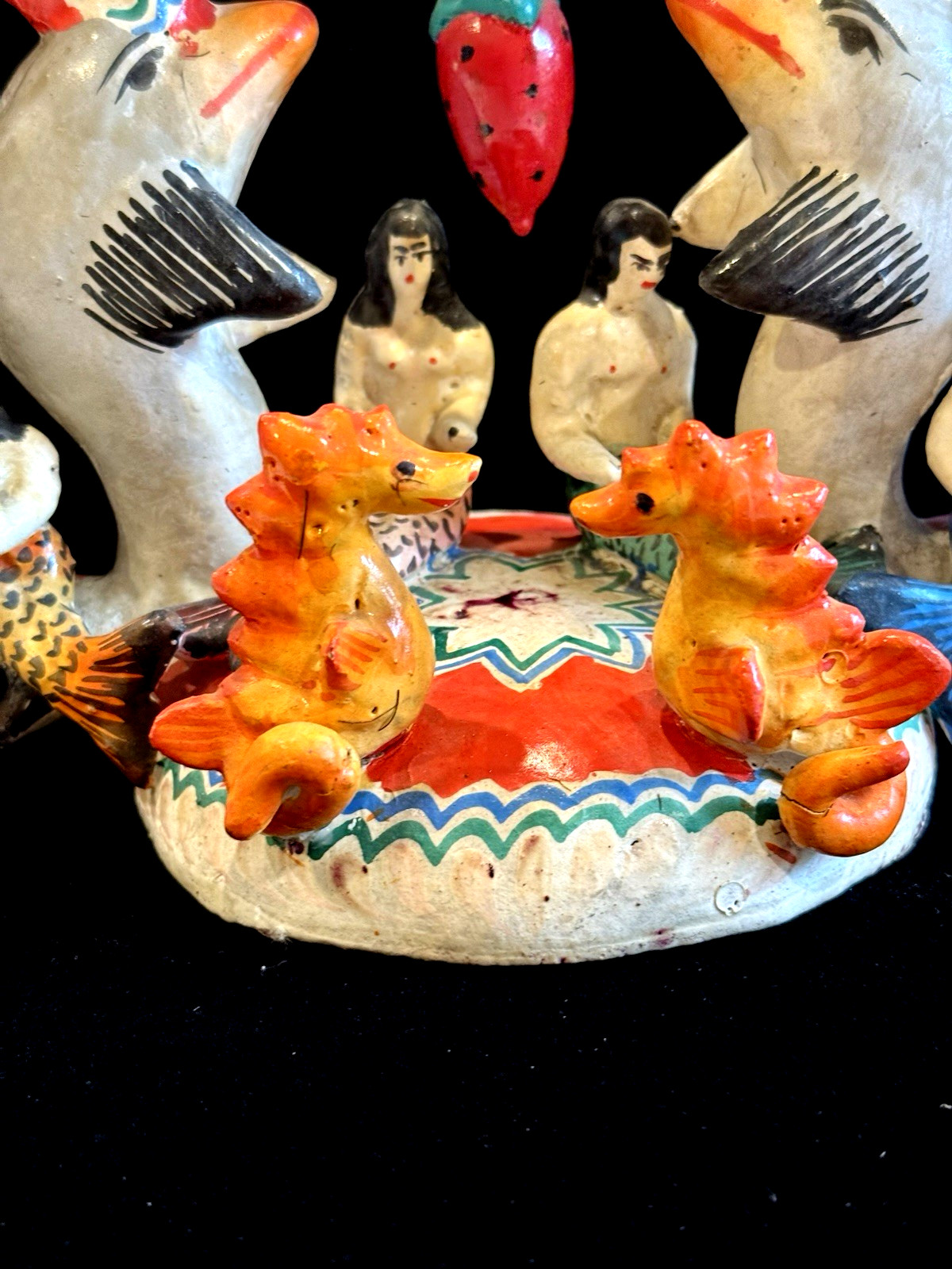 Vintage Mexican Tree of Life Pottery LARGE Mermaid Folk Art Arboles De Vida 12"