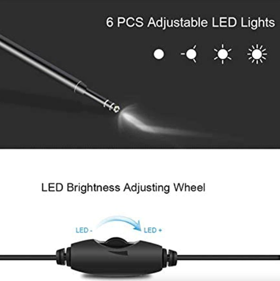 LED Ear Endoscope HD Otoscope Ear Wax Cleaning Camera Tool Cleaner Removal Kit