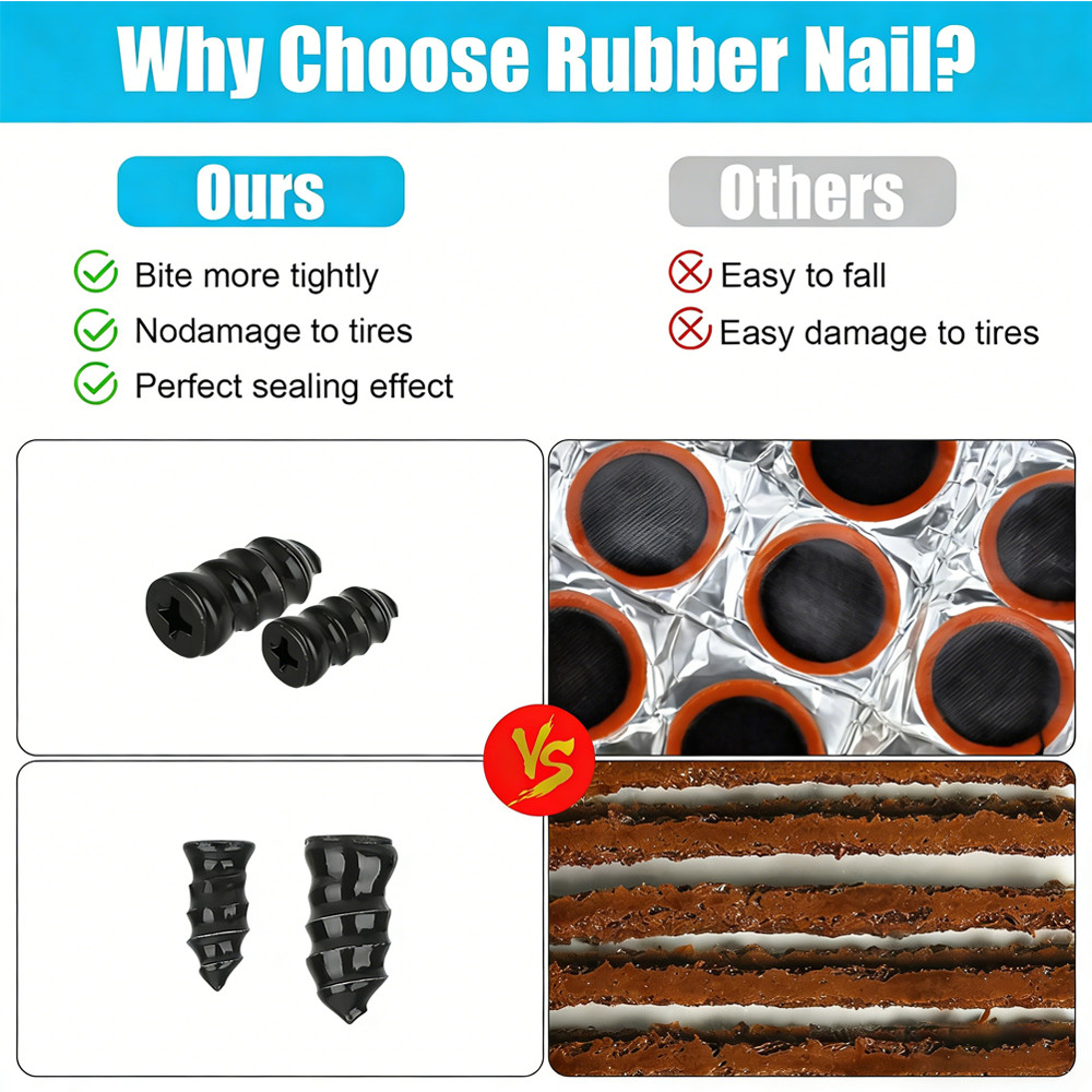 60X Tire Vacuum Repair Screw Rubber Nail Plug Car Tyre Puncture Repair Kit US~
